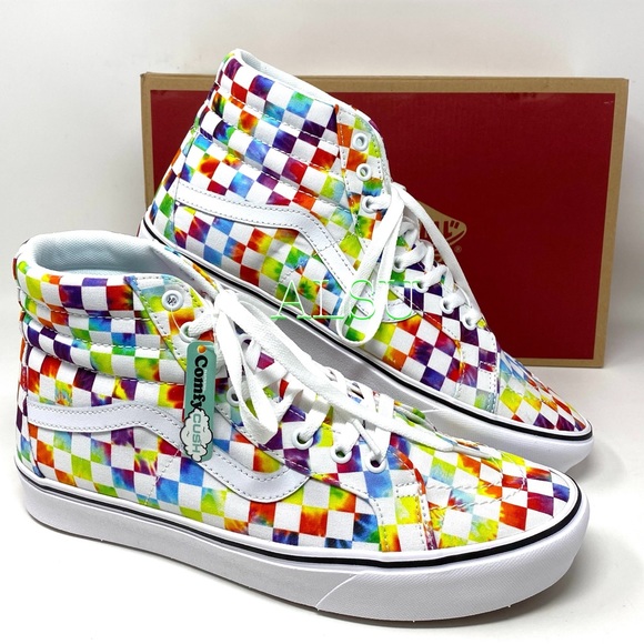 VANS SK8-HI Tie Dye Checker Canvas Women’s Sneaker - Picture 6 of 11
